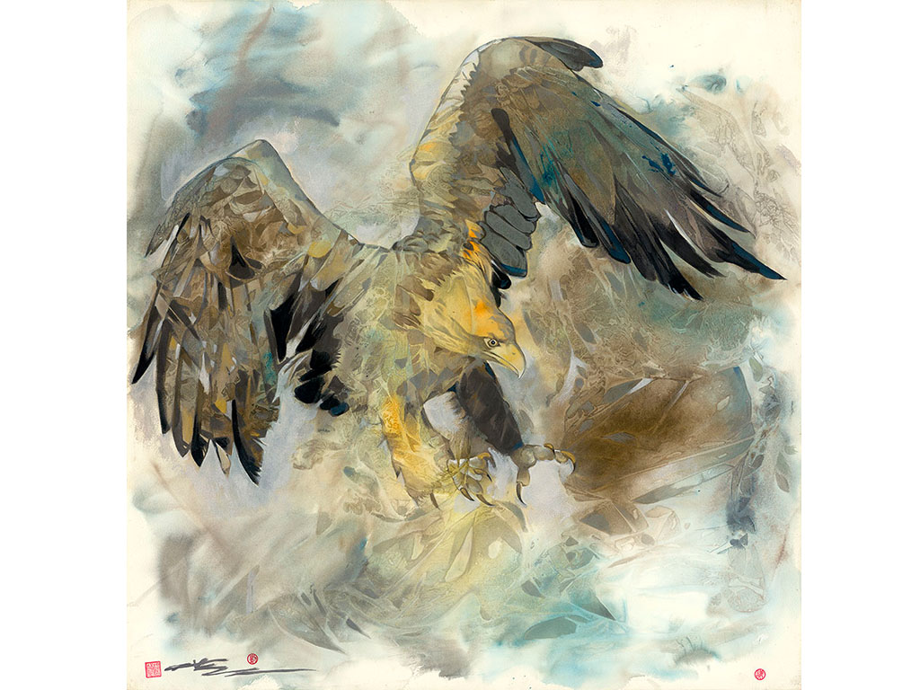 雷霆萬鈞,112×112 cm,複合媒材,2014