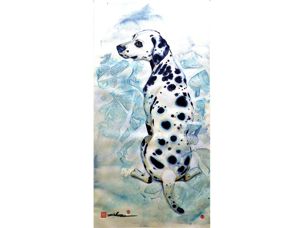 狗來富,58×110 cm,複合媒材,2018