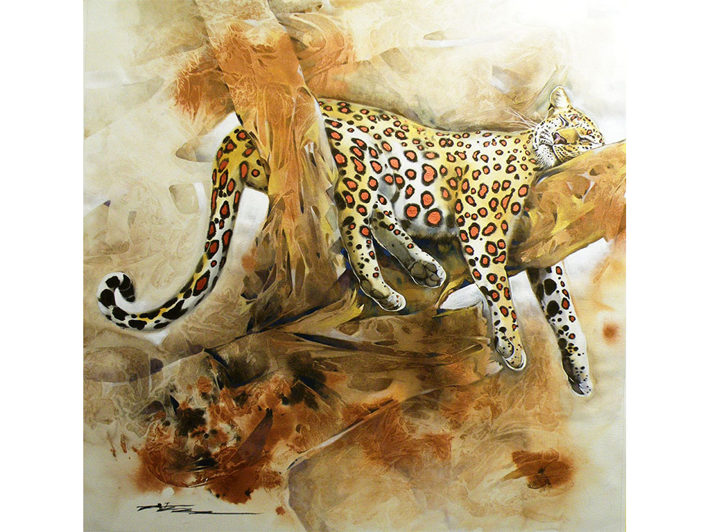 偷閒,112×112 cm,複合媒材,2015