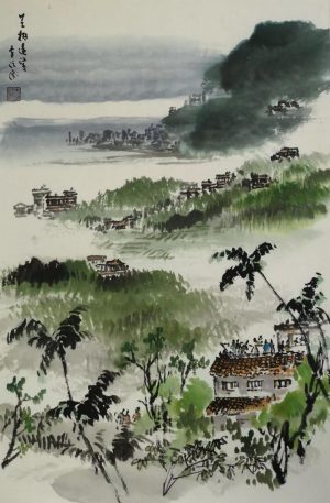 如畫江山-李沃源 芝柏遠望,68x45cm,李沃源