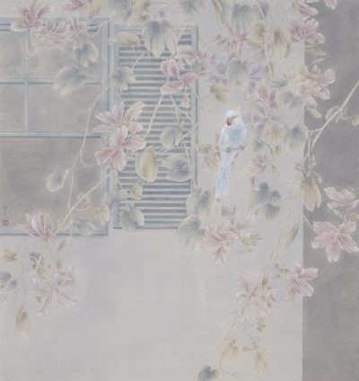 窗外-輪迴,许曼克，水墨紙本設色，85X85cm,2007。